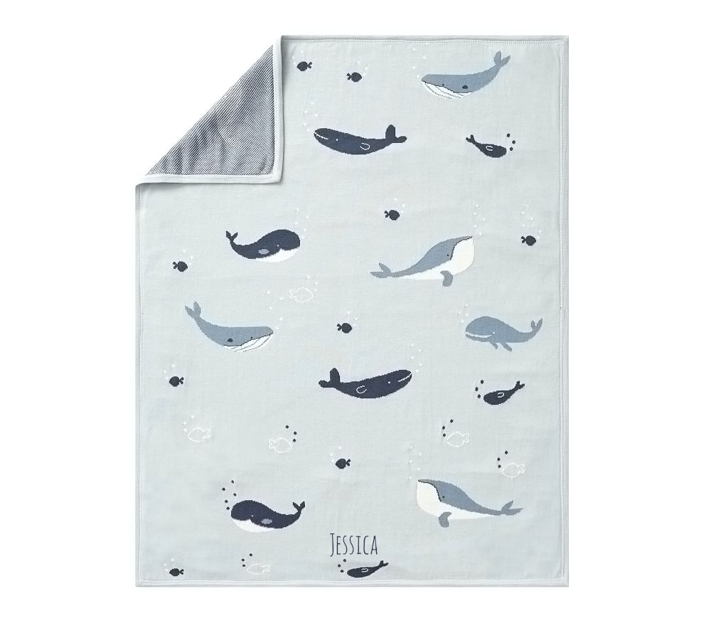 Knit Whale Baby Blanket